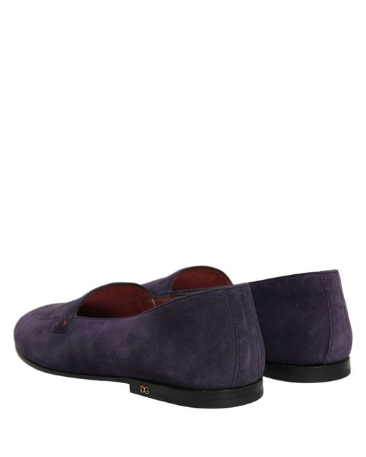 Dolce & Gabbana Pink Velvet Slip On Flats Loafers Shoes Leather for men