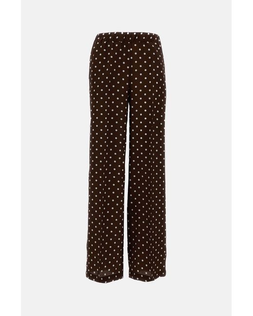 P.A.R.O.S.H. Brown Polka Dot Silk Trousers With Wide Leg