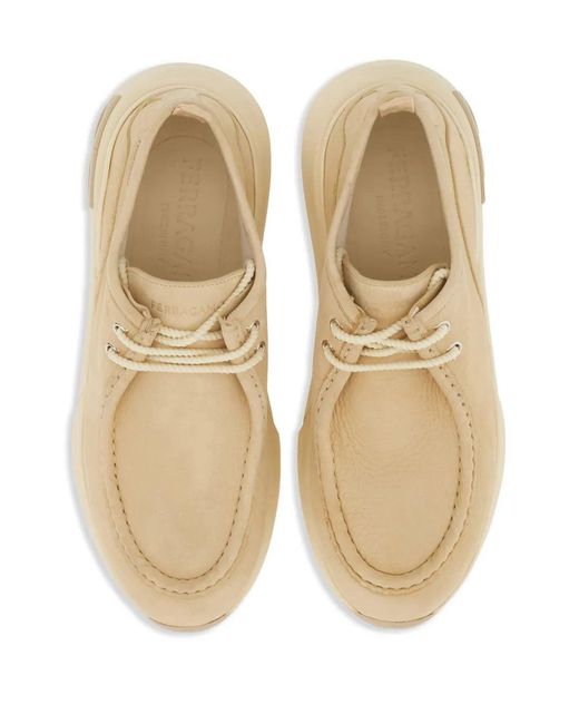 Ferragamo Natural Lace-Up Leather Sneakers for men
