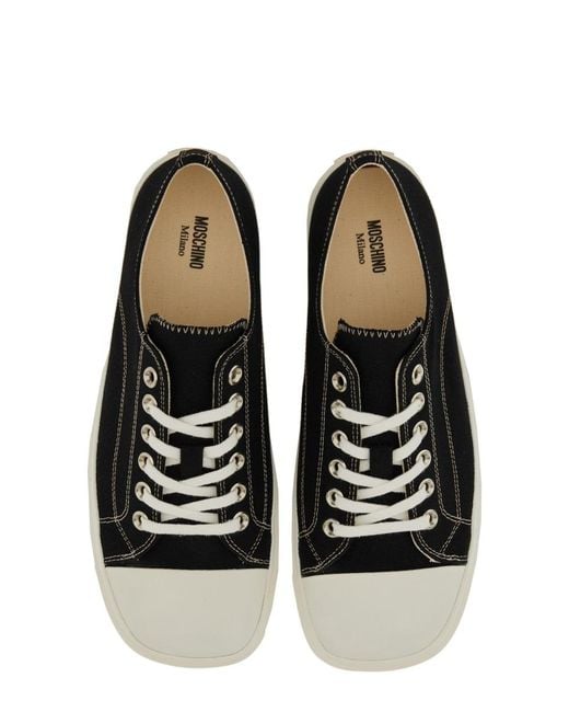 Moschino Black Leather Sneaker Edge Trainers for men