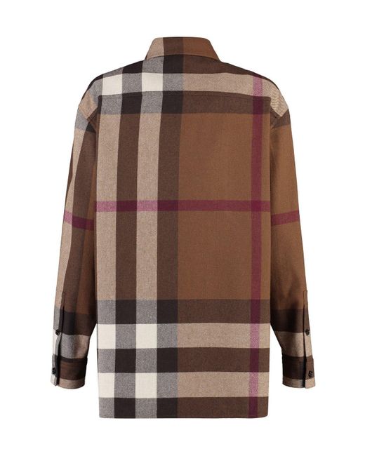 Burberry Brown Wool-cotton Flannel Check Shirt