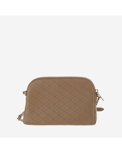 Saint Laurent Natural Quilted Leather Shoulder Bag Lambskin