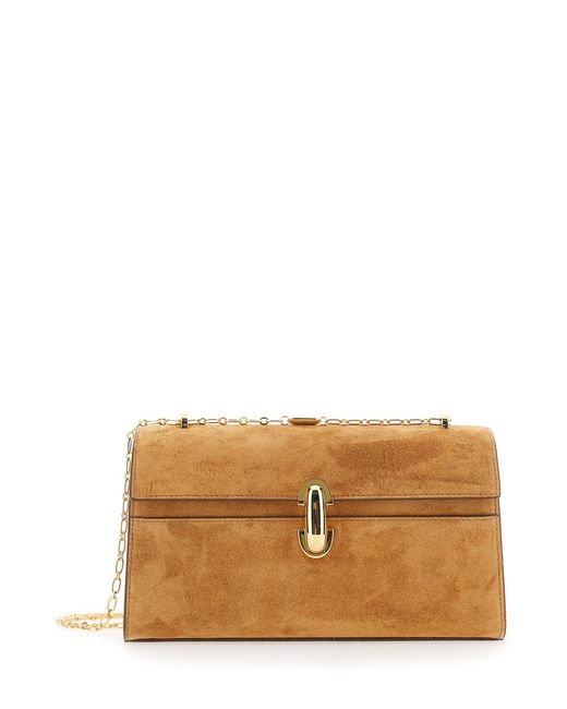 SAVETTE Natural Crossbody Bag Chain Symmetry Suede Shoulder