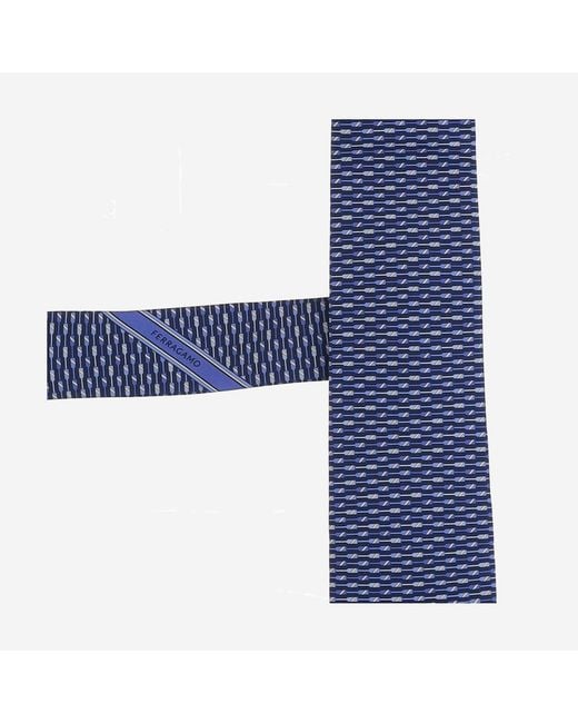 Ferragamo Blue Silk Tie Ties & Bow for men