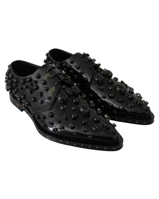 Dolce & Gabbana Black Elegant Dress Shoes With Crystals