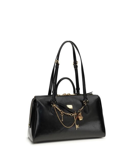 Dolce & Gabbana Black Vittoria Medium Handbag Calf Leather Bos Taurus; Pvc Shoulder Bags