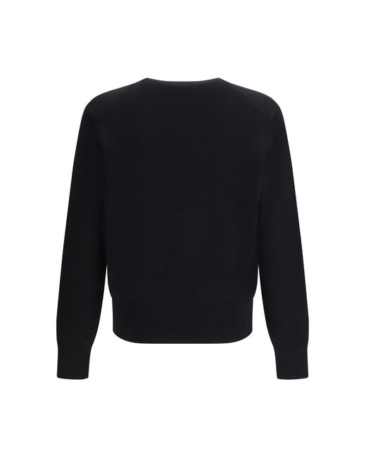 AMI Black Pull Col Rond Ami De Coeur Cotton Knitwear for men