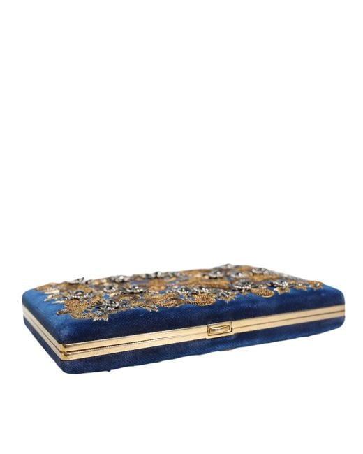 Dolce & Gabbana Black Velvet Frame Clutch Evening Party Purse Bag
