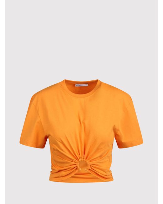 Rabanne Orange Rabanne Gathered Cotton T-Shirt