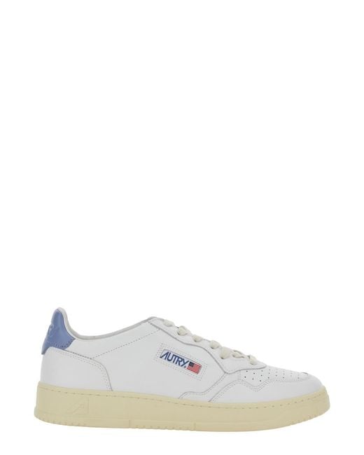 Autry White Medalist Low Sneaker With Contrast Heel Leather For Cow for men