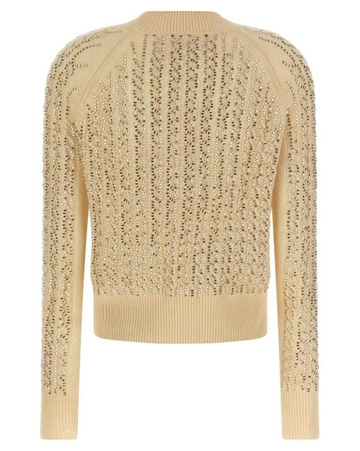 Ermanno Scervino Natural Baguette Studded Sweater Virgin Wool Cachemire Sweater, Cardigans