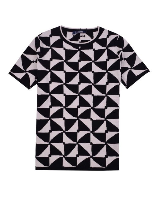 Max Mara Black All-over Jacquard Crewneck Knit T-shirt