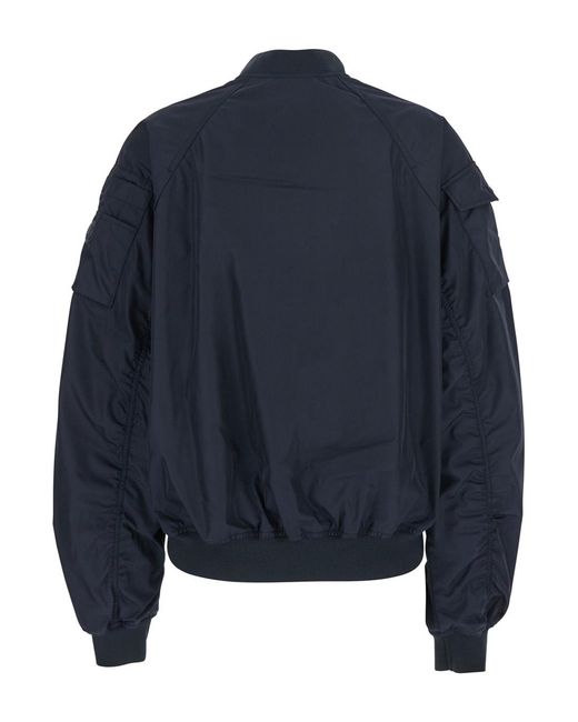 Save The Duck Blue Lil- Bomber Jacket With Front Pockets And Logo Patch Applied On The Sleeve