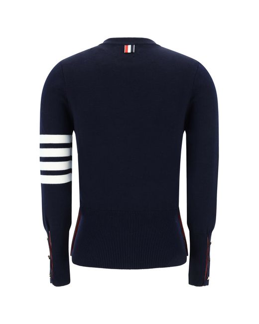 Thom Browne Blue Virgin Wool Sweater Fleece Ovis Aries
