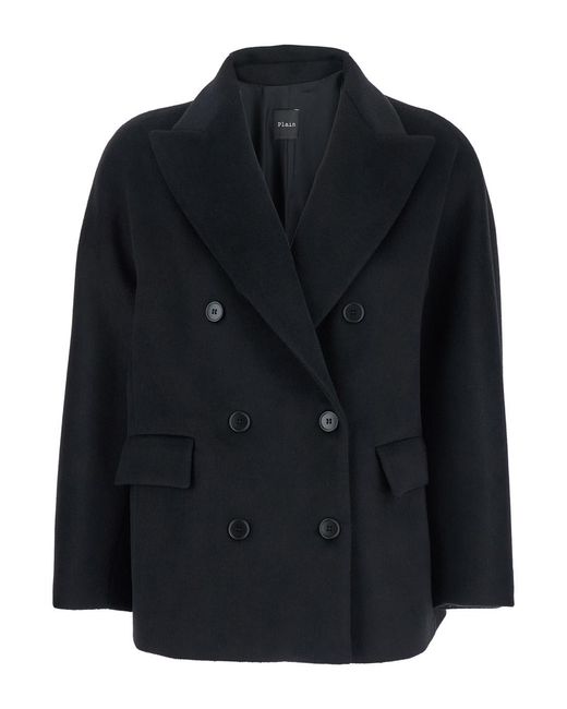 Le Plain Blue Double-Breasted Jacket With Peak Revers