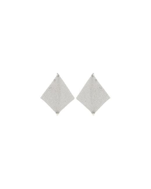 Rabanne White Pixel Chainmail Earrings Brass