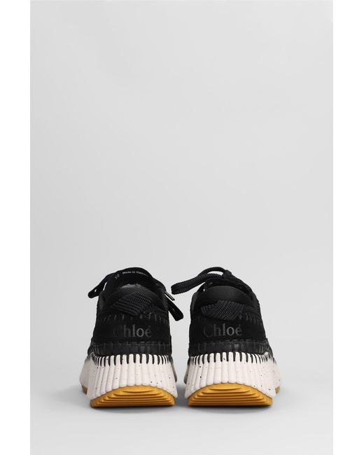 Chloé Black Textured Lace-Up Sneakers