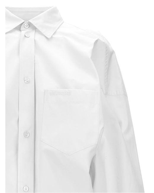 Balenciaga White Asymmetric Shirt With Logo Embroidery