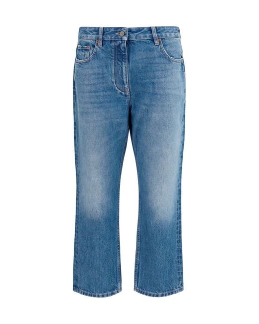 Valentino Blue Straight-Leg Jeans Cotton