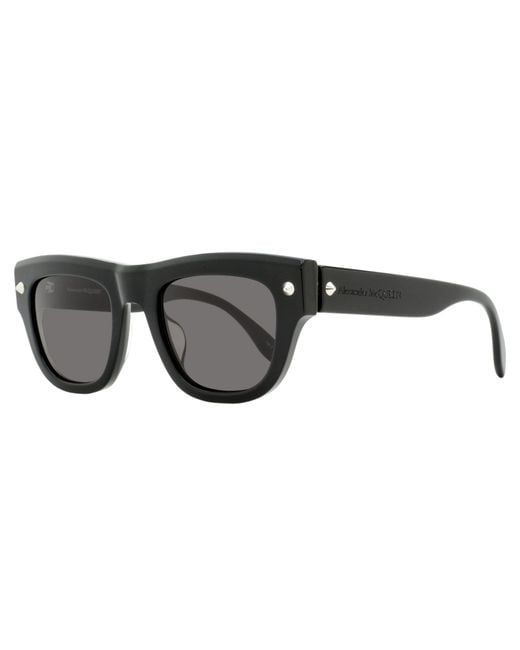 McQueen Black Stud Hinge Rectangular Sunglasses Am0425S 001 51Mm Plastic (Acetate) for men