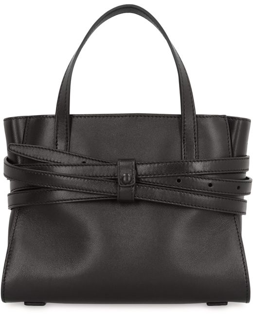 Moschino Black Handbag Tie Me Small Leather Sheep Handbags