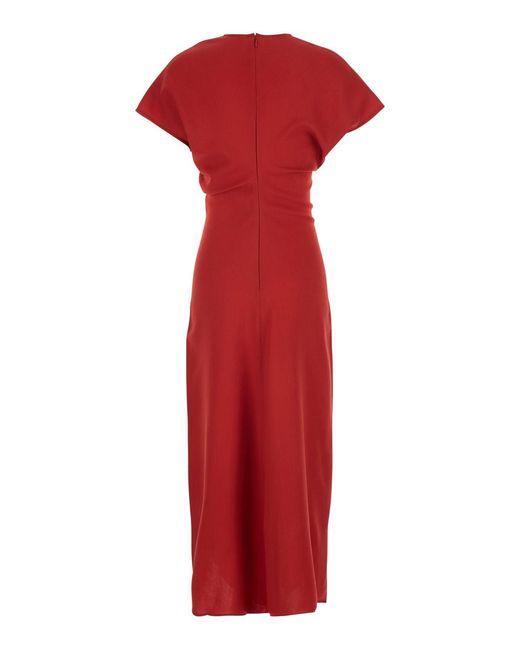 Totême Red Dress Crew Neck Wool