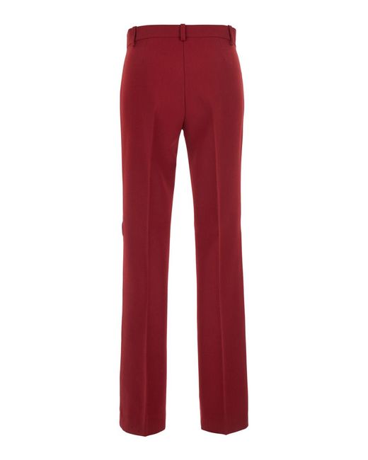 Pinko Red High-Waisted Crepe Trousers Polyester
