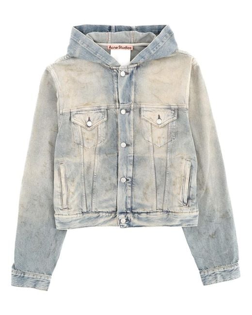 Acne White Hooded Jacket Organic Cotton