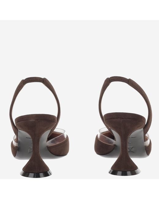 AMINA MUADDI Brown Slingbacks Lara Suede Leather Shoe