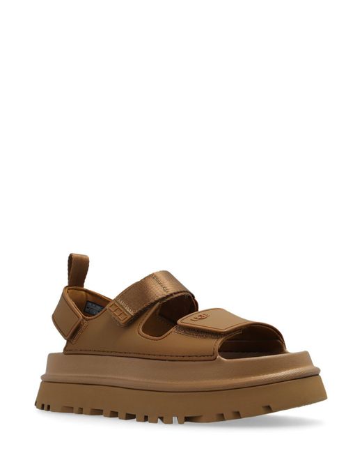 Ugg Brown Golden Glow Logo-Embossed Touch-Strap Sandals