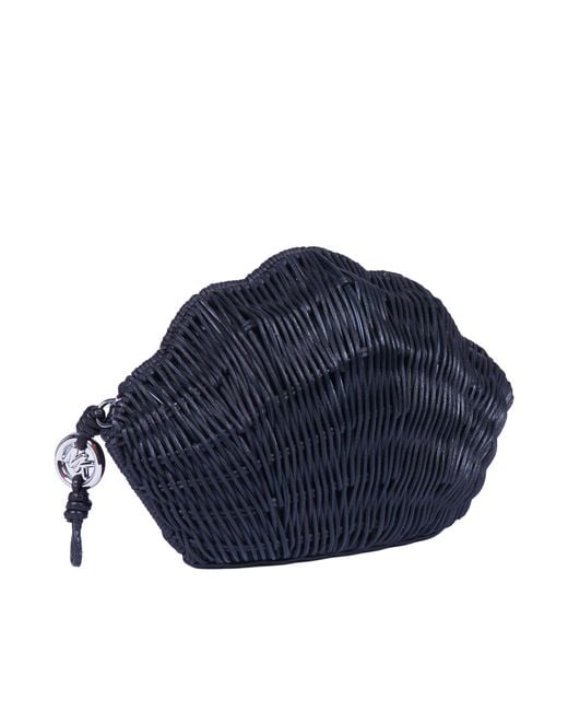 Michael Kors Blue Sm Shell Clutch Rattan Handbag