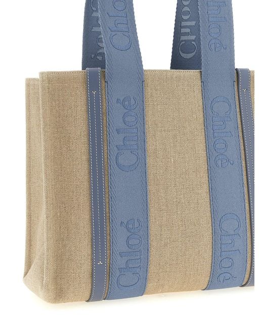 Chloé Blue Medium Woody Shopping Bag