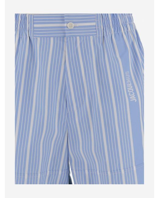 Jacquemus Blue Aloe Cotton Short Pants for men