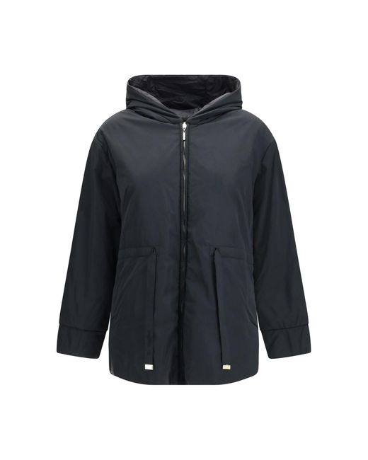 Max Mara Blue Reversible Padded Parka Outer: Polyester Puffer Jackets