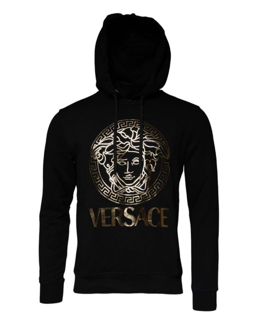 Versace Black Medusa Cotton Hoodie Pullover Sweatshirt Sweater Clothing for men