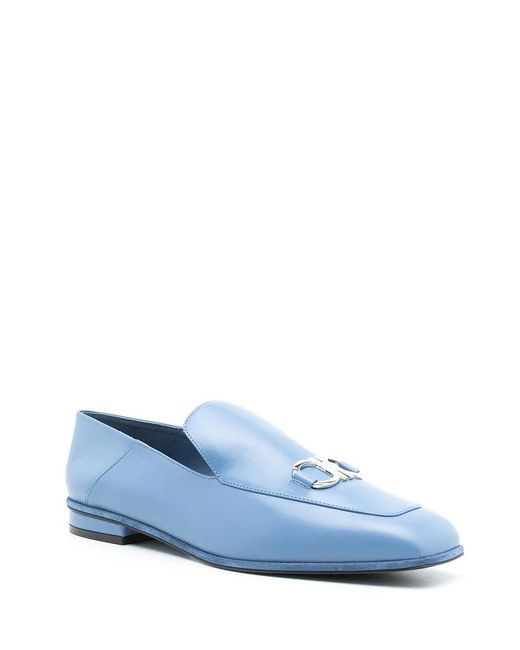 Ferragamo Blue Square Toe Loafers