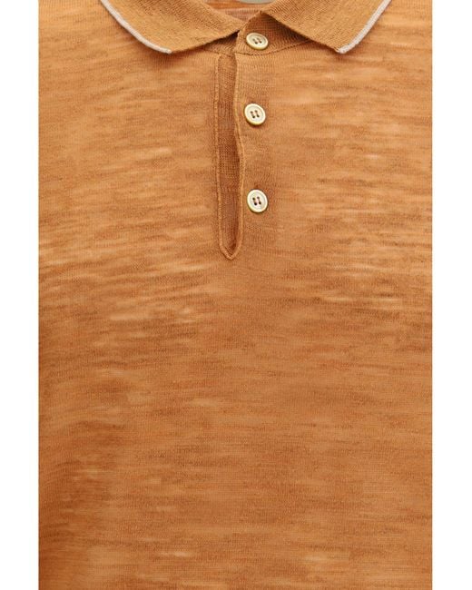 Brooksfield Orange Linen Blend Polo Linen; Polyester Shirts for men