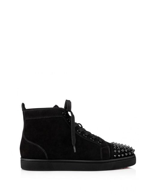 Christian Louboutin Black High-top Sneakers In Suede With Spikes for men