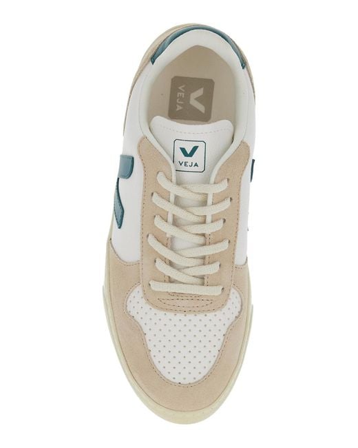 Veja White Sneakers Small V-10 Leather Organic Traced Trainers for men