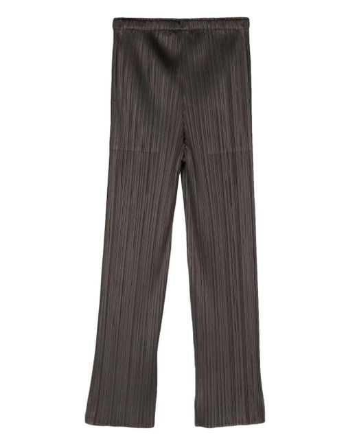 Pleats Please Issey Miyake Gray January Pleated Cropped Trousers