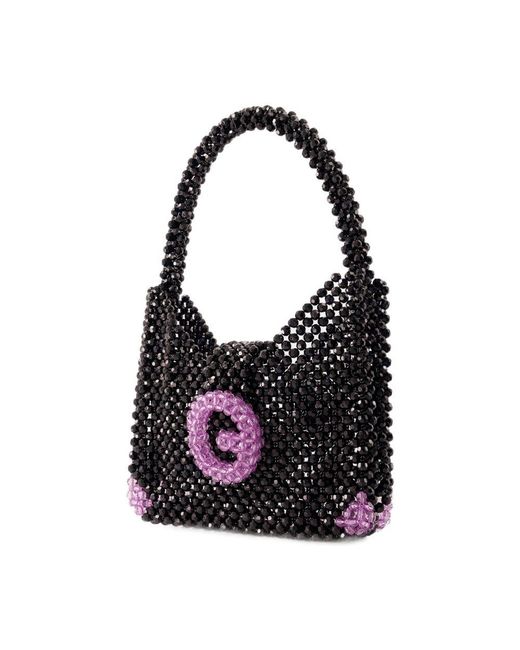 Germanier Black Beaded Hobo Bag