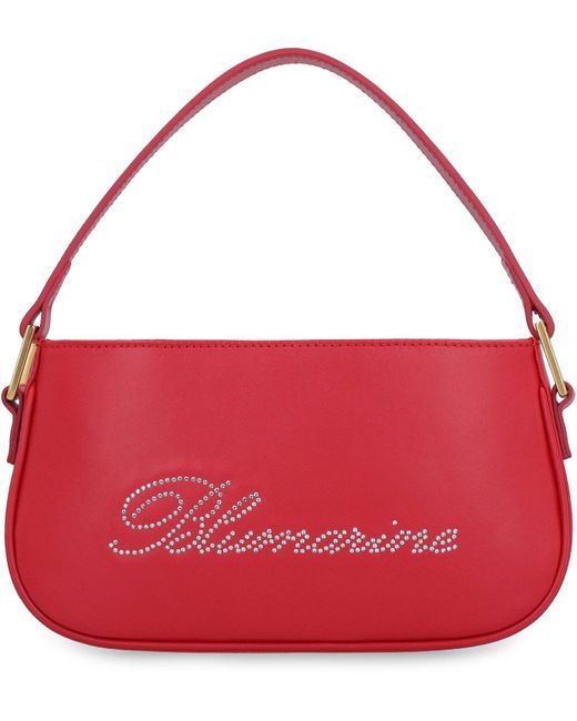Blumarine Red Logo Rhinestone Embellished Shoulder Bag