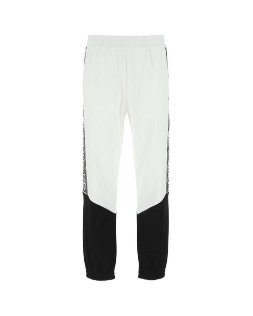 Fendi White Two-Tone Polyester Blend Joggers for men