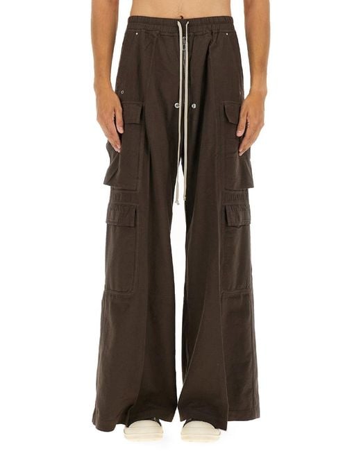 Rick Owens Brown Double Cargo Jumbo Belas Pants Cotton Trousers for men