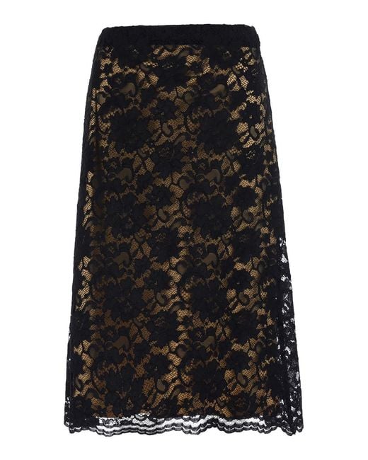 Le Plain Black Skirt A-Line Lace