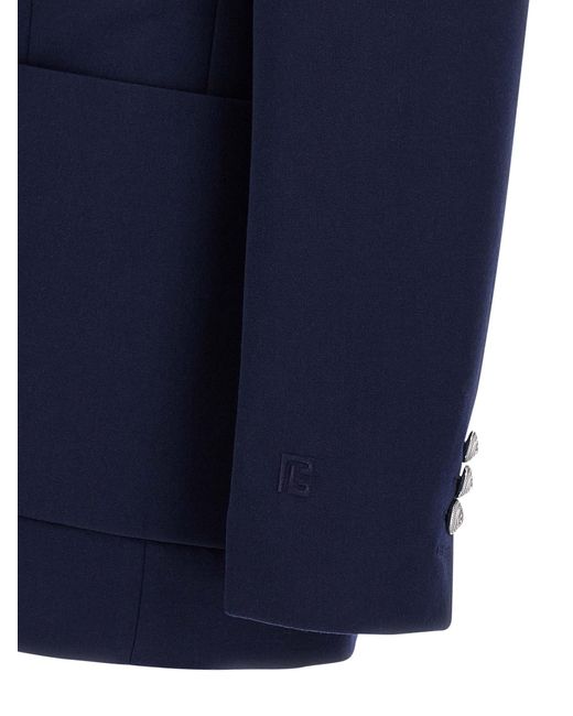 Balmain Blue Grain De Poudre Blazer for men