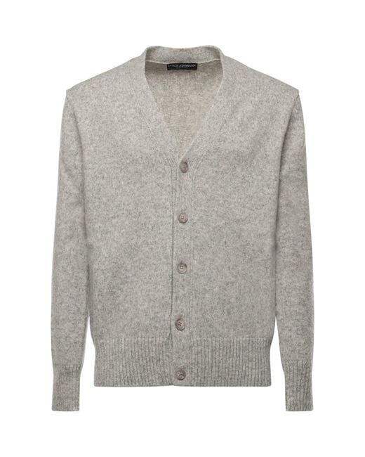 Dolce & Gabbana Gray Wool Blend Cardigan for men
