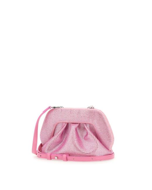THEMOIRÈ Pink Gea Strass Vegan Leather Clutch Bag