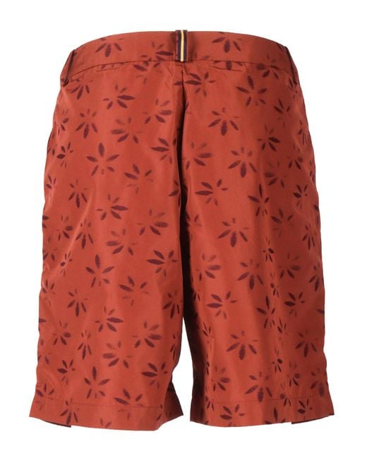 K-Way Red Larose Emby Jacquard Shorts Recycled Nylon Cotton Bermuda