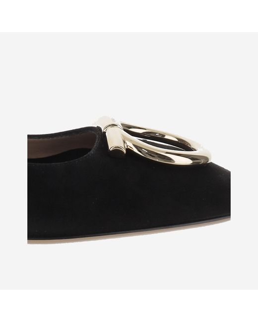 Ferragamo Black Leather Ballerinas